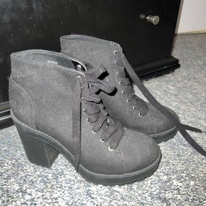 H&M Divided Black Lace Up Heel Boots